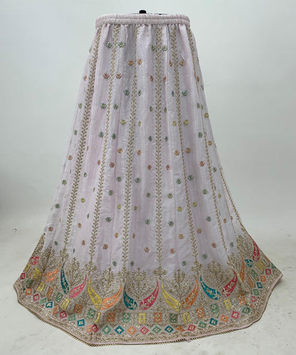 White Sukhmani Chinon Suit Set