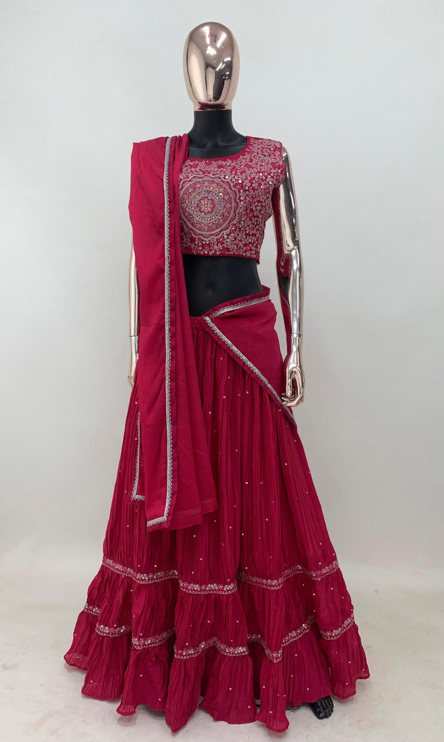 Blazing Beauty Chinon Fabric Fully Stiched Jacket Bottom Set
