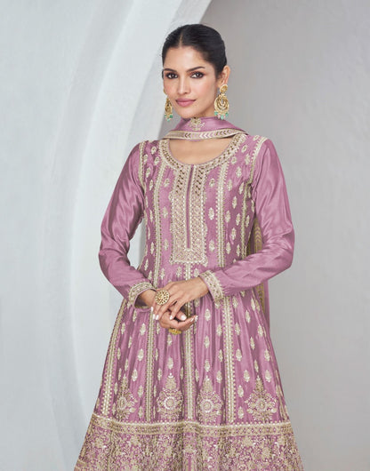 Light Lavender Chinon Fabric Embroidered Sharara