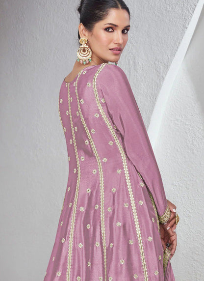 Light Lavender Chinon Fabric Embroidered Sharara