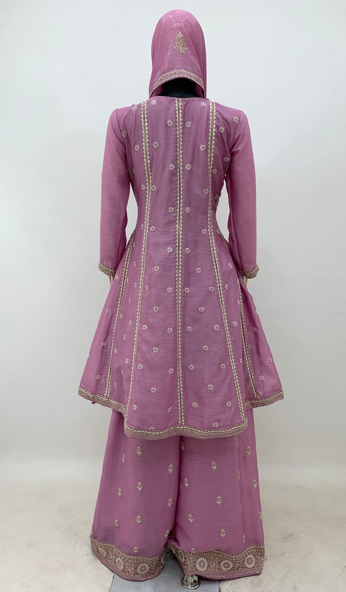 Light Lavender Chinon Fabric Embroidered Sharara