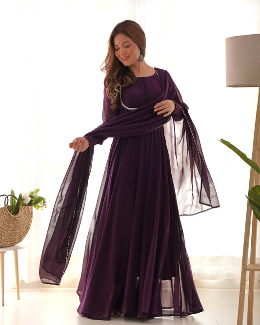 Glamorous Glint Wine Georgette Anarkali
