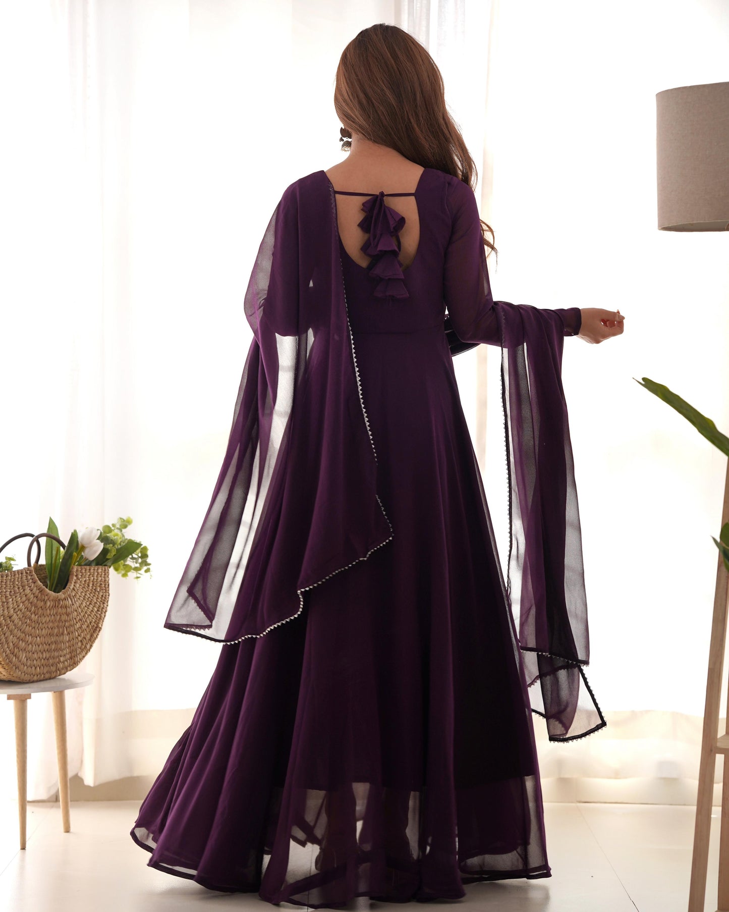 Glamorous Glint Wine Georgette Anarkali