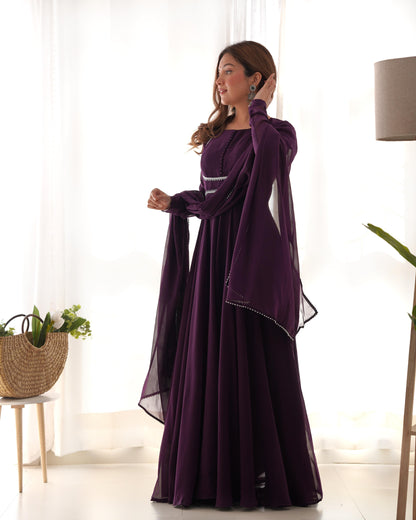 Glamorous Glint Wine Georgette Anarkali