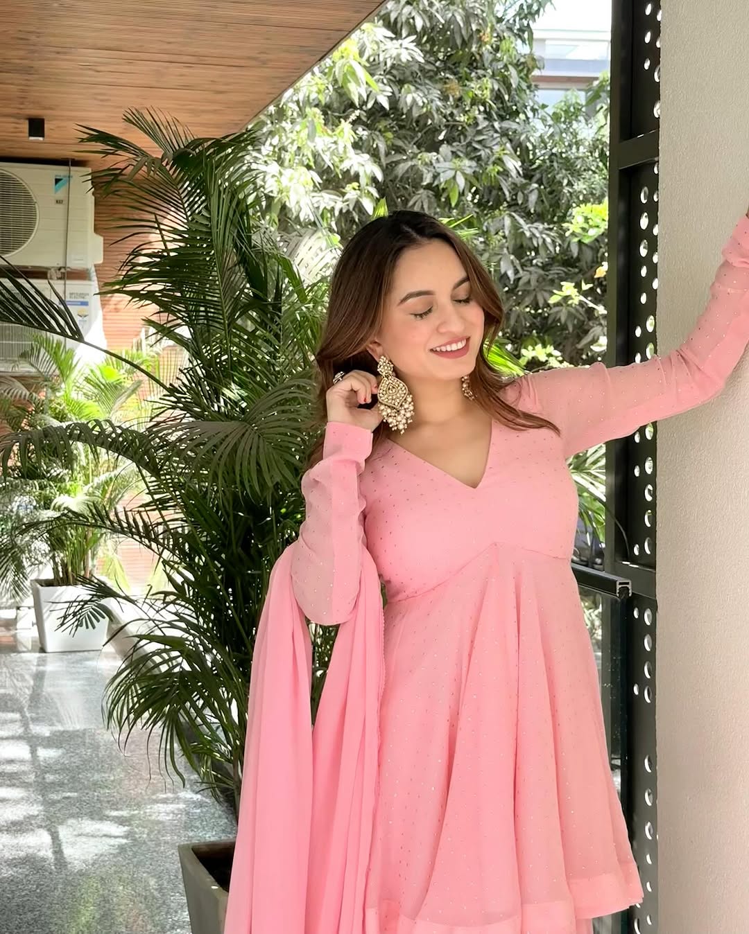 Aelvisha Baby Pink Faux Blooming Designer Sharara Suit
