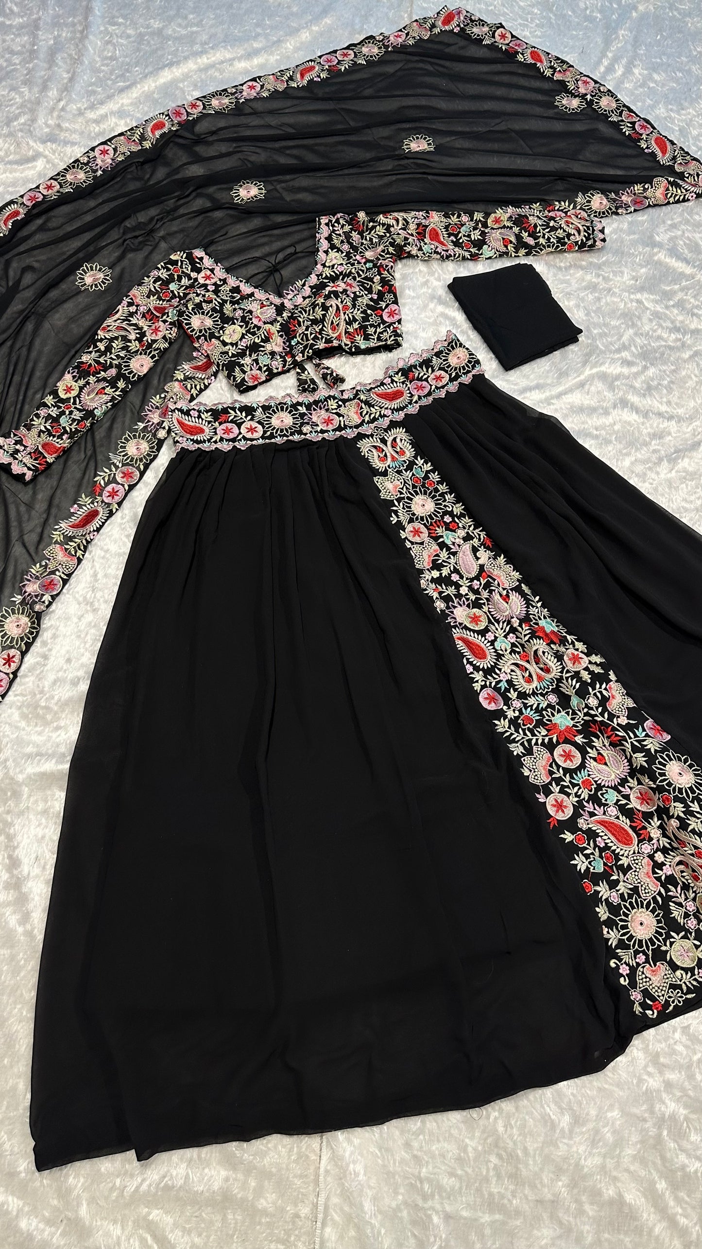 Black Thread Work Wedding Lehengha Choli