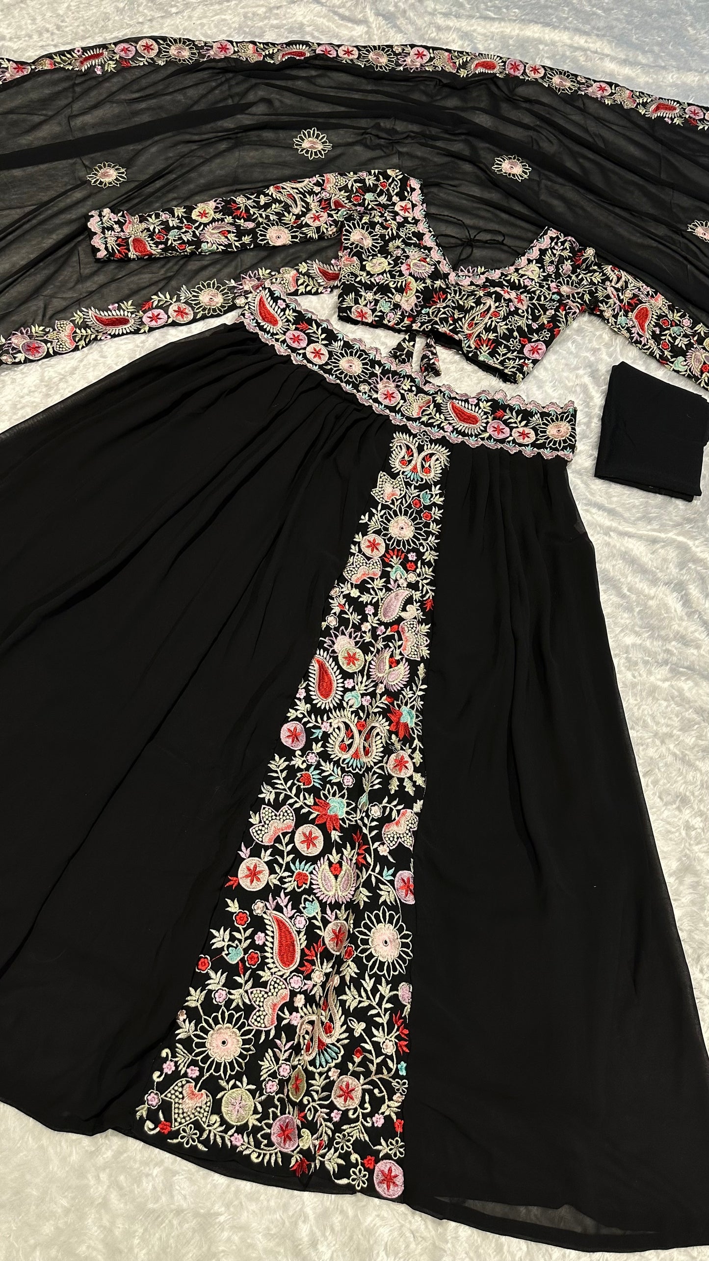 Black Thread Work Wedding Lehengha Choli
