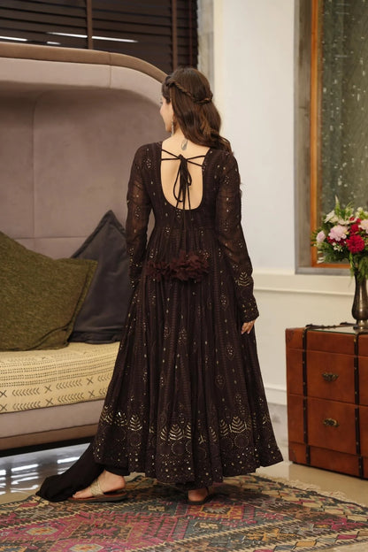 Rossy Red Nd Black Chikankari Suit Set