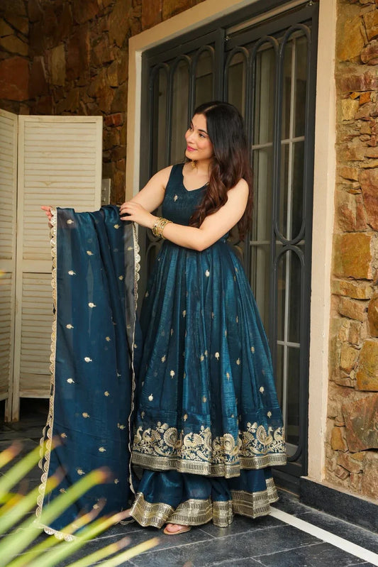 Tanisha Premium Shimmer Silk Kurta Palzo Set