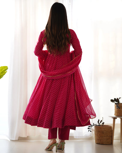 Pure Soft Georgette Pink Laheriya Anarkali