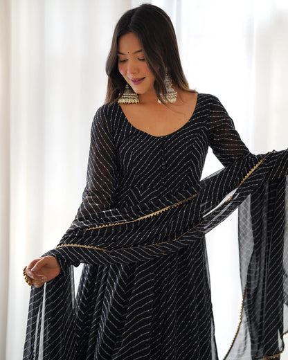 Pure Soft Georgette Black Laheriya Anarkali