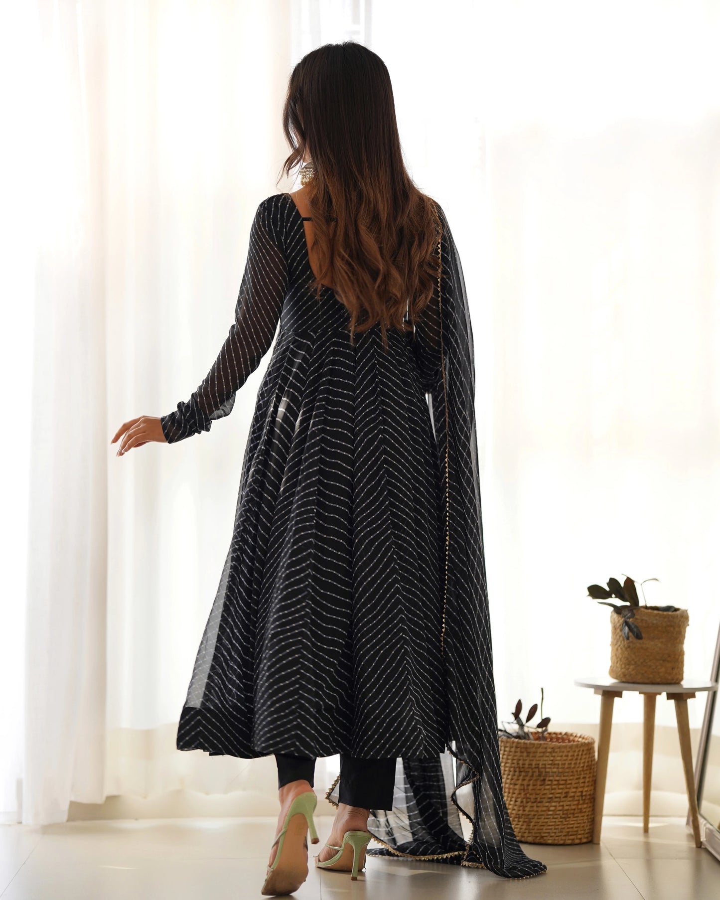 Pure Soft Georgette Black Laheriya Anarkali