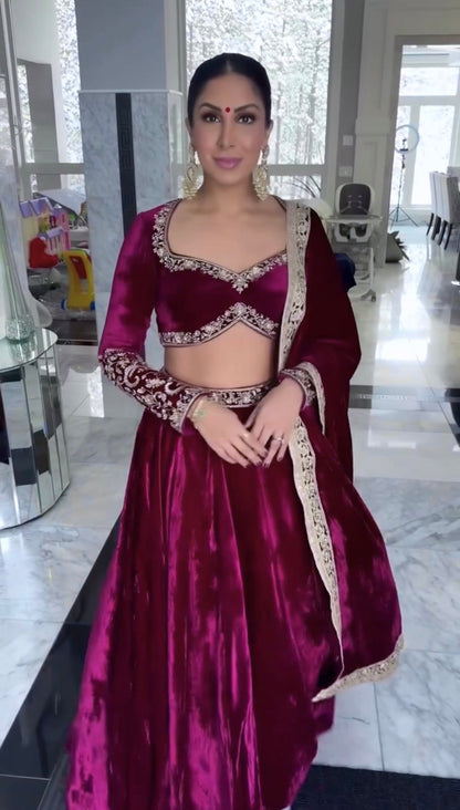 Yashmita Heavy Velvet Sequins Zari Work Lehenga Choli