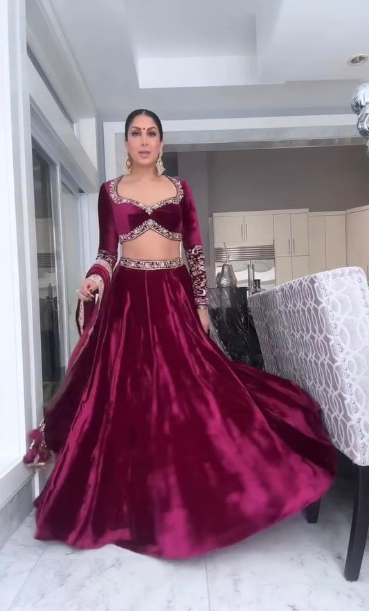 Yashmita Heavy Velvet Sequins Zari Work Lehenga Choli