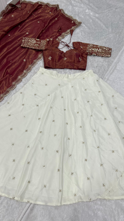 Lakshmi Zari-Embroidered Silk Lehenga Choli