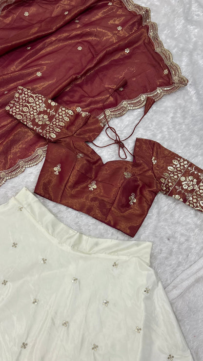 Lakshmi Zari-Embroidered Silk Lehenga Choli