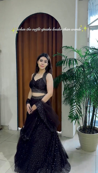 Nyra Net Sequins Zari Lehenga Choli