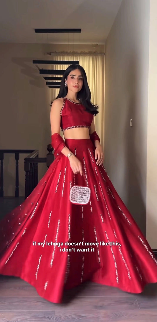Vritika Malai Satin Silk Mirror Work Lehenga Choli