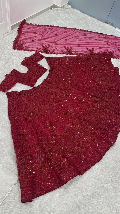 Aarvika Wedding Special Embroidered Net Lehenga Choli