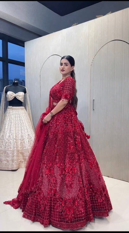 Aarvika Wedding Special Embroidered Net Lehenga Choli