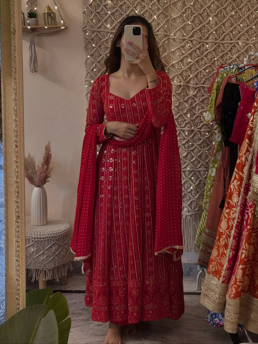 Eshvika Faux Blooming Zari Anarkali Set