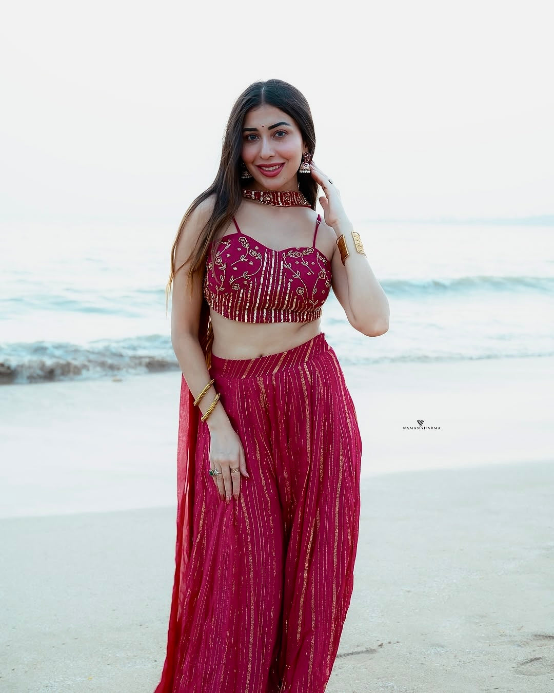 Madhurima Rani Pink Chinon Embroidered Lehenga Choli