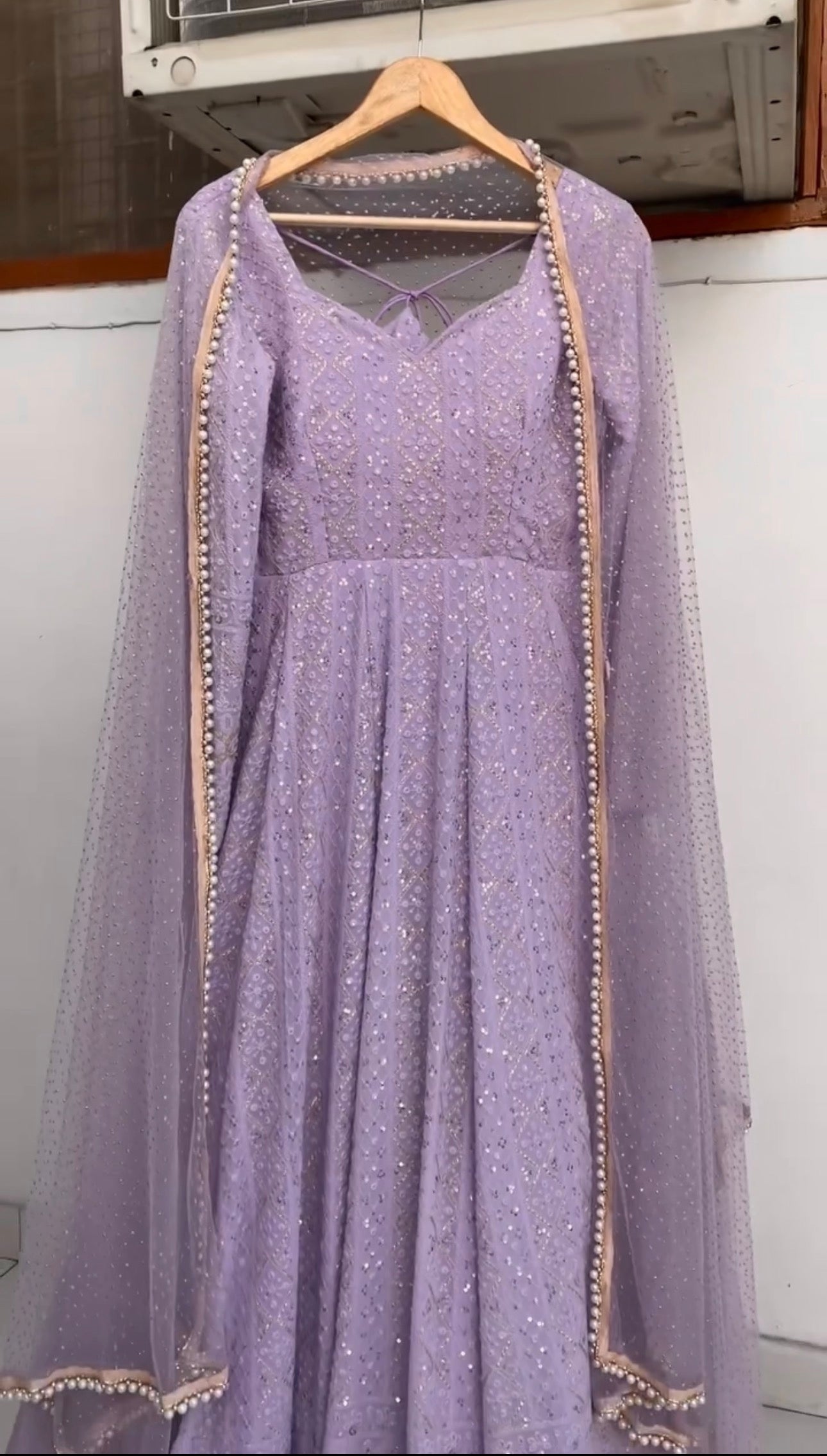 Inayat Lavender Georgette Sequins Embroidered Suit Set