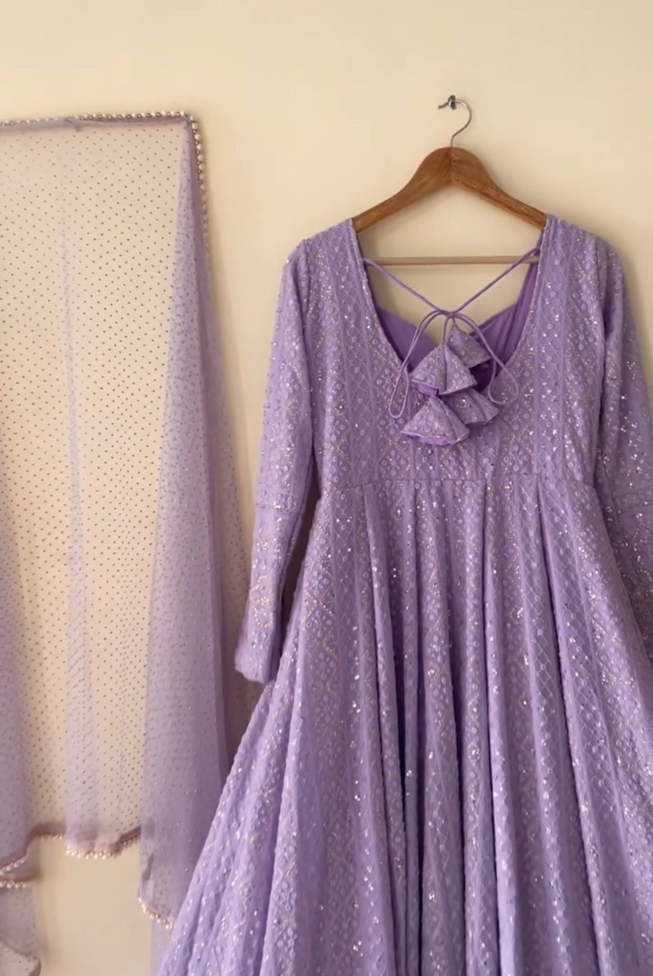 Inayat Lavender Georgette Sequins Embroidered Suit Set