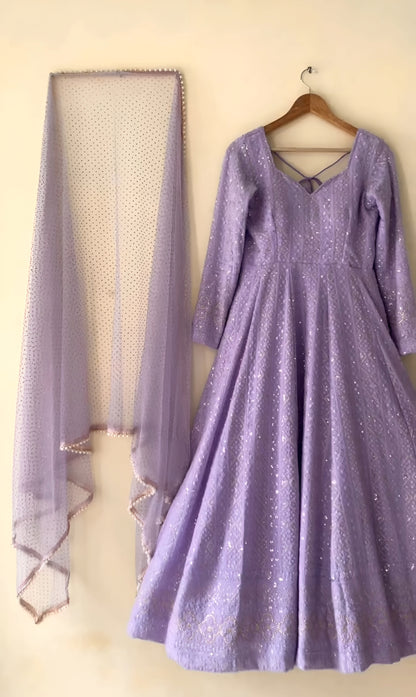Inayat Lavender Georgette Sequins Embroidered Suit Set