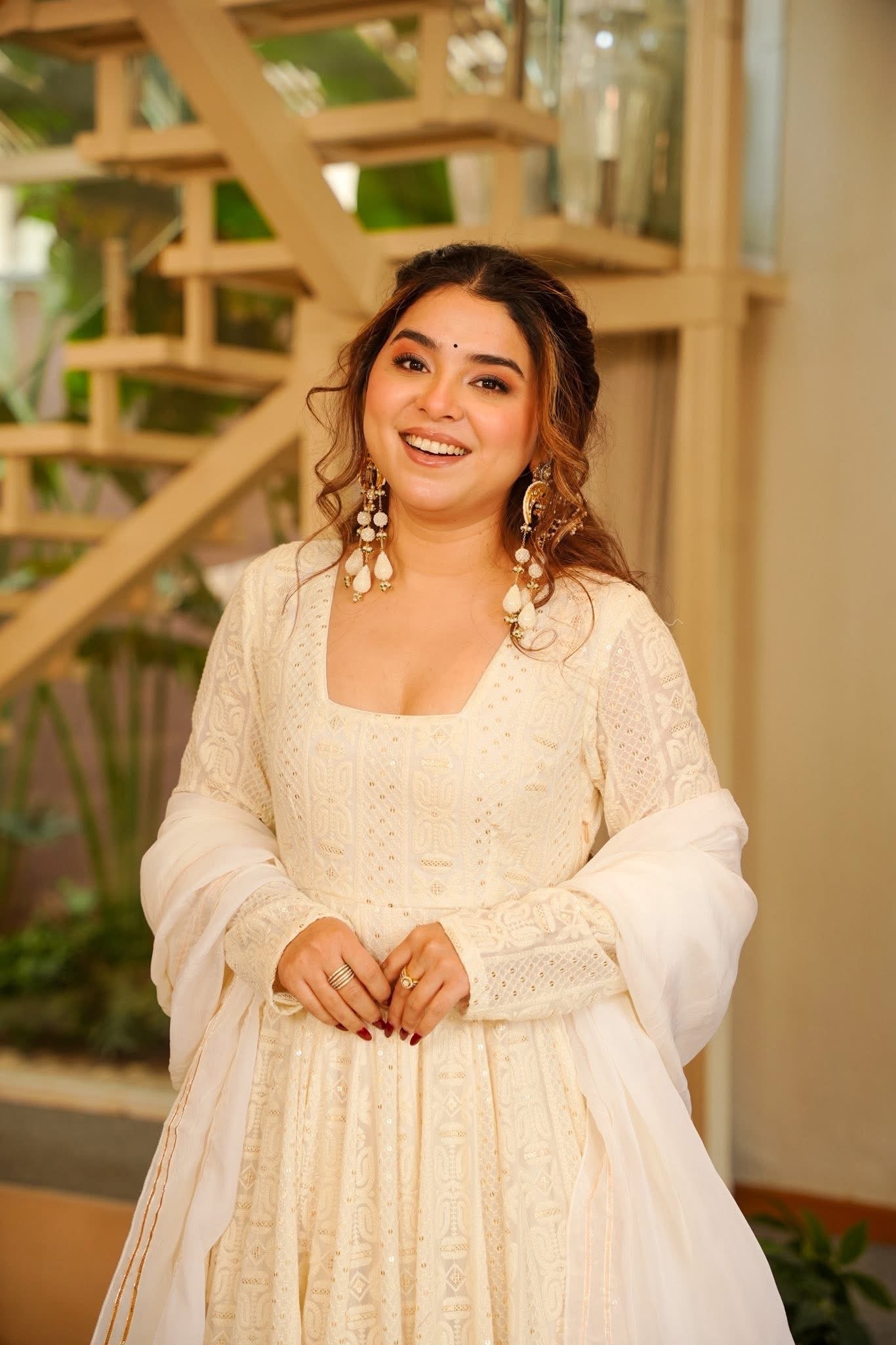 Yuvisha Off-White Soft Georgette Sequins & Zari Work Pant Set