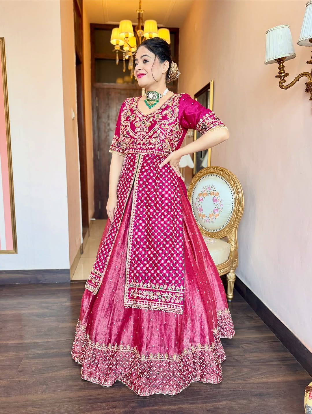 Mehrina Luxe Chinon Embroidered Lehenga Suit