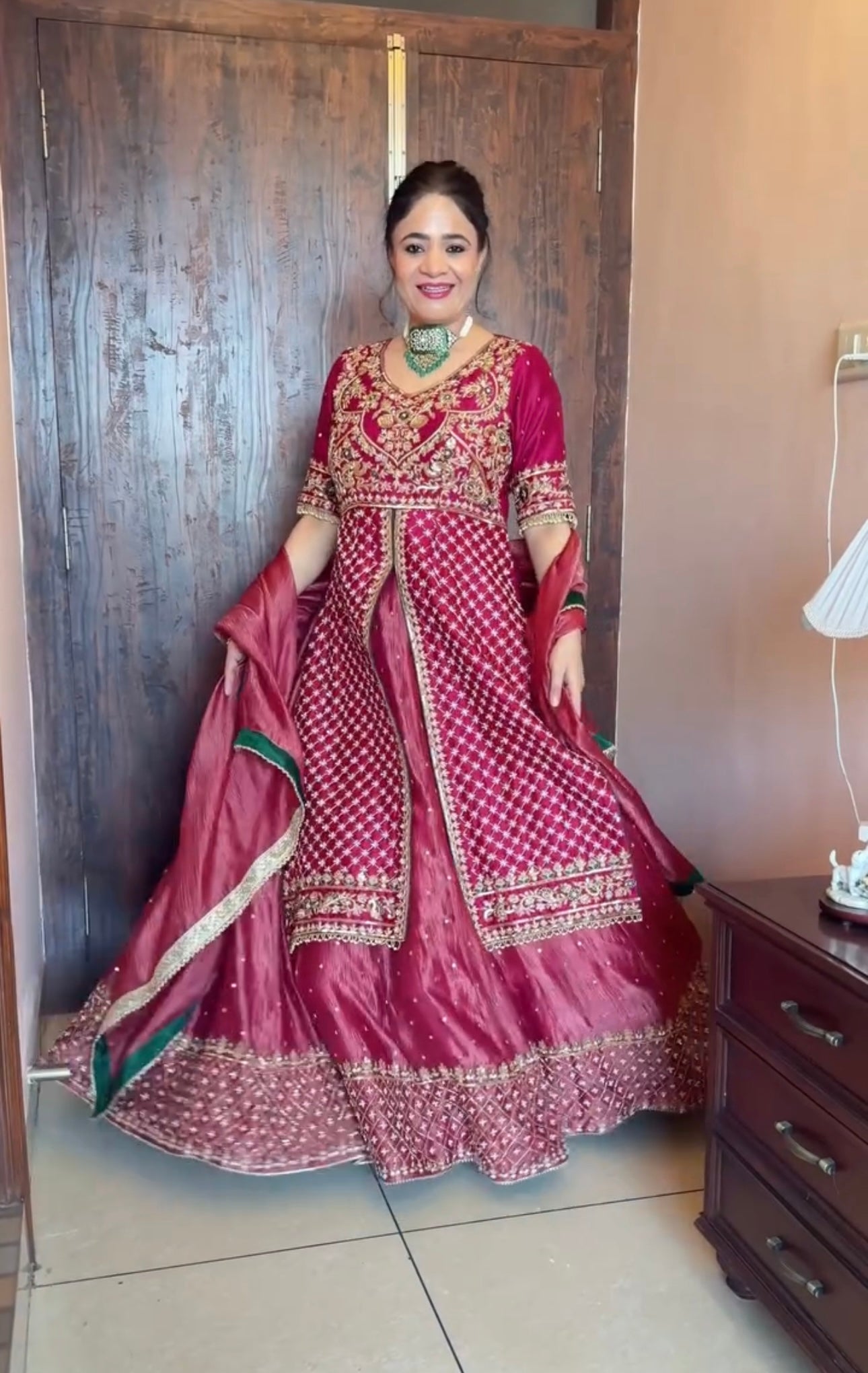 Mehrina Luxe Chinon Embroidered Lehenga Suit