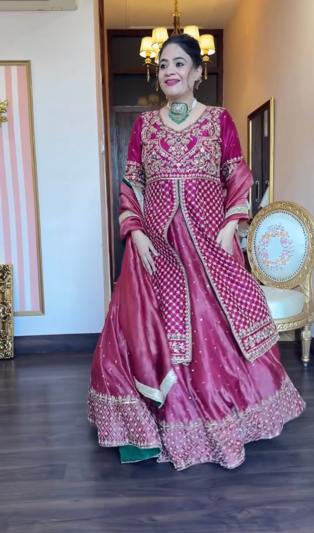 Mehrina Luxe Chinon Embroidered Lehenga Suit