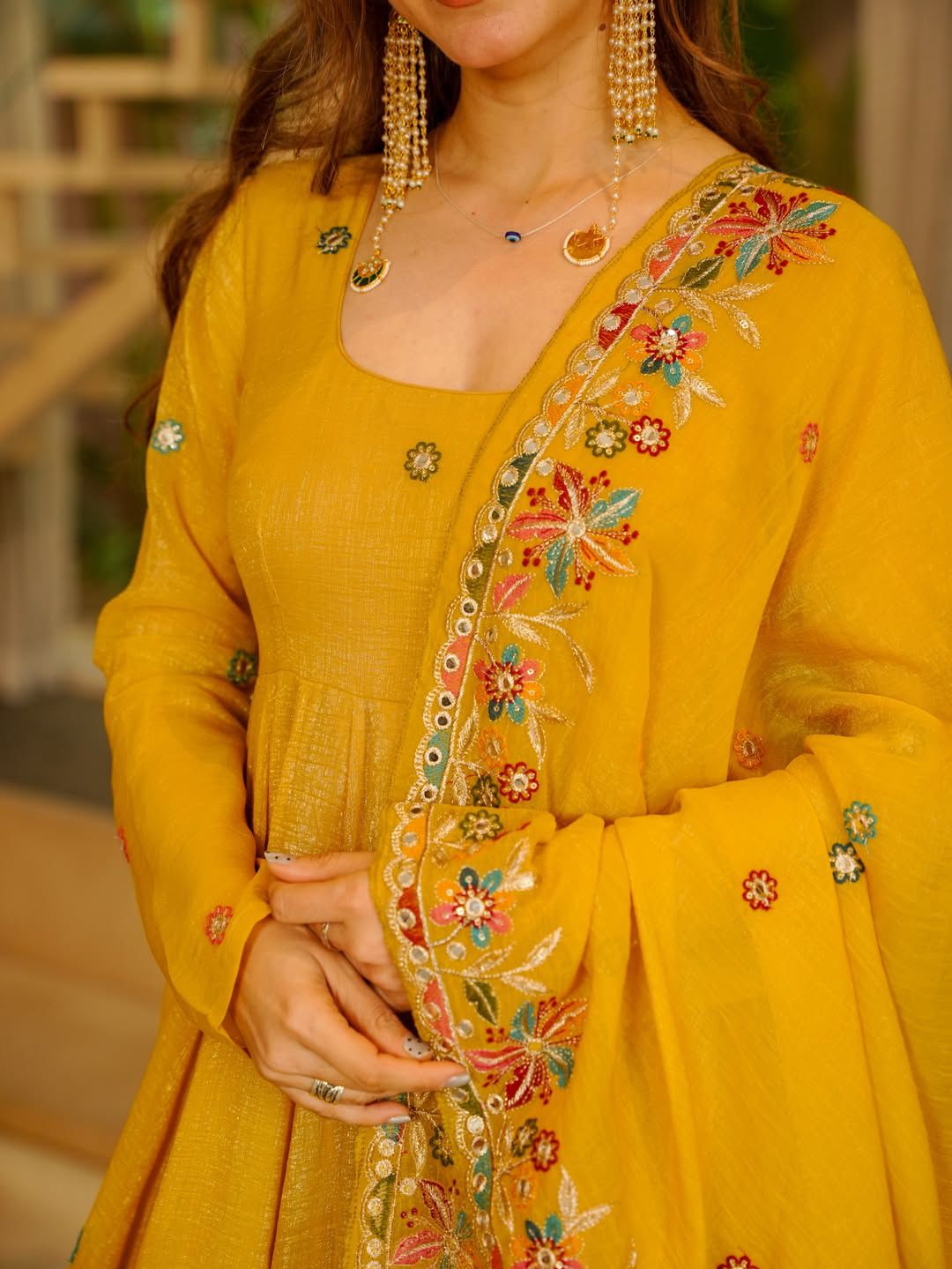 Suryalekha Yellow Crunchy Silk Sequins Embroidered Gown Sharara Set with Dupatta