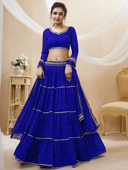 Damini Blue Georgette Laheriya Print Lehengha Choli