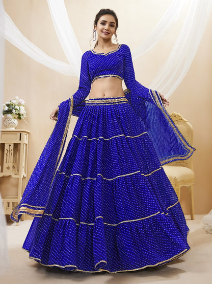 Damini Blue Georgette Laheriya Print Lehengha Choli