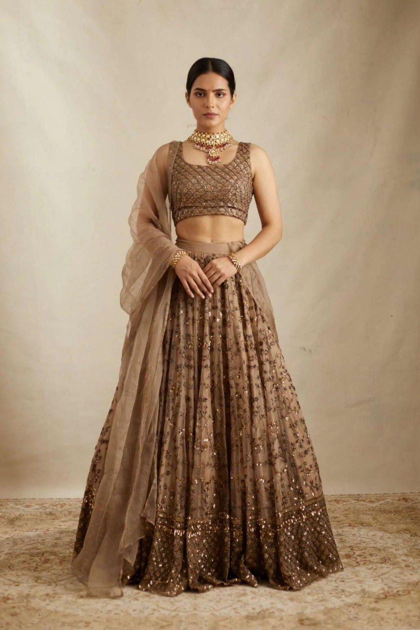 Ishita Net Sequins & Zari Embroidery Lehenga Choli