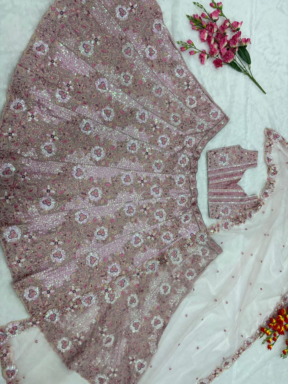 Zareen Faux Georgette Thread & Coding Embroidered Lehenga Choli
