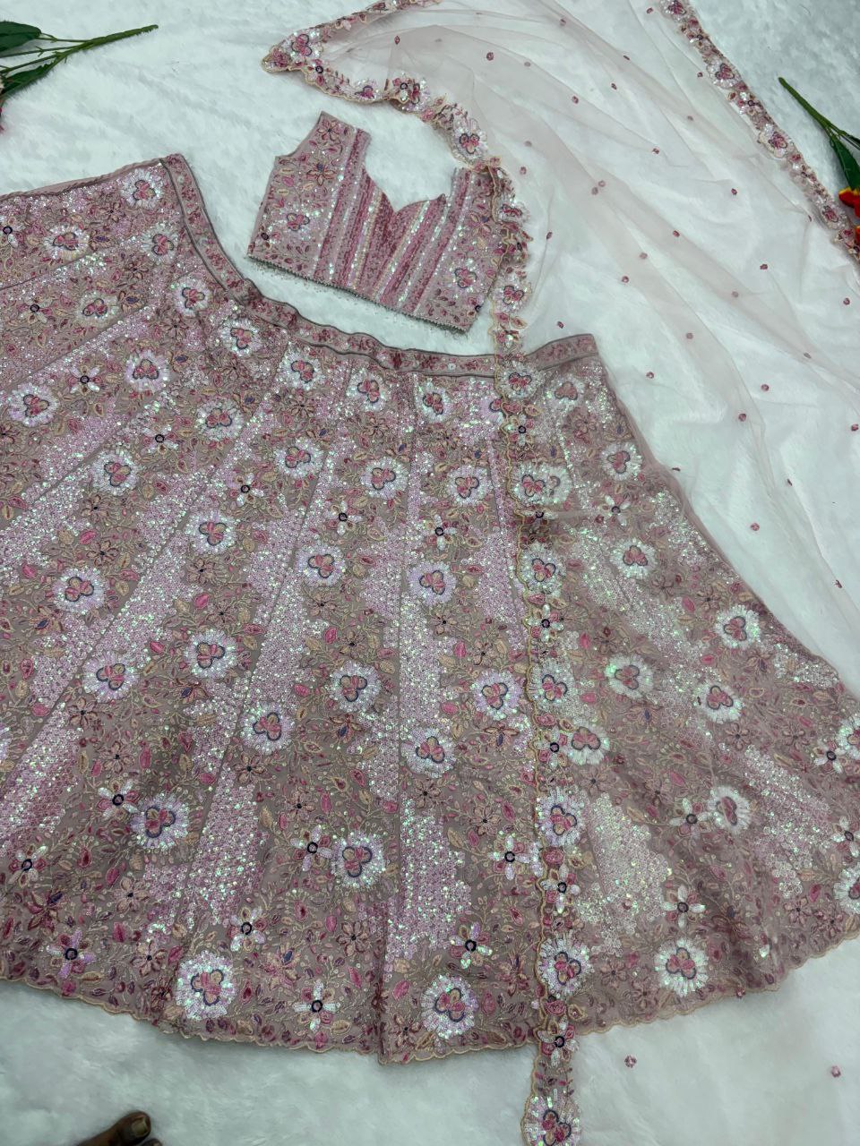 Zareen Faux Georgette Thread & Coding Embroidered Lehenga Choli