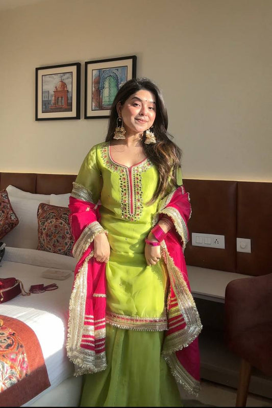 Naira’s Perot Elegance Designer Faux Blooming Sharara Set