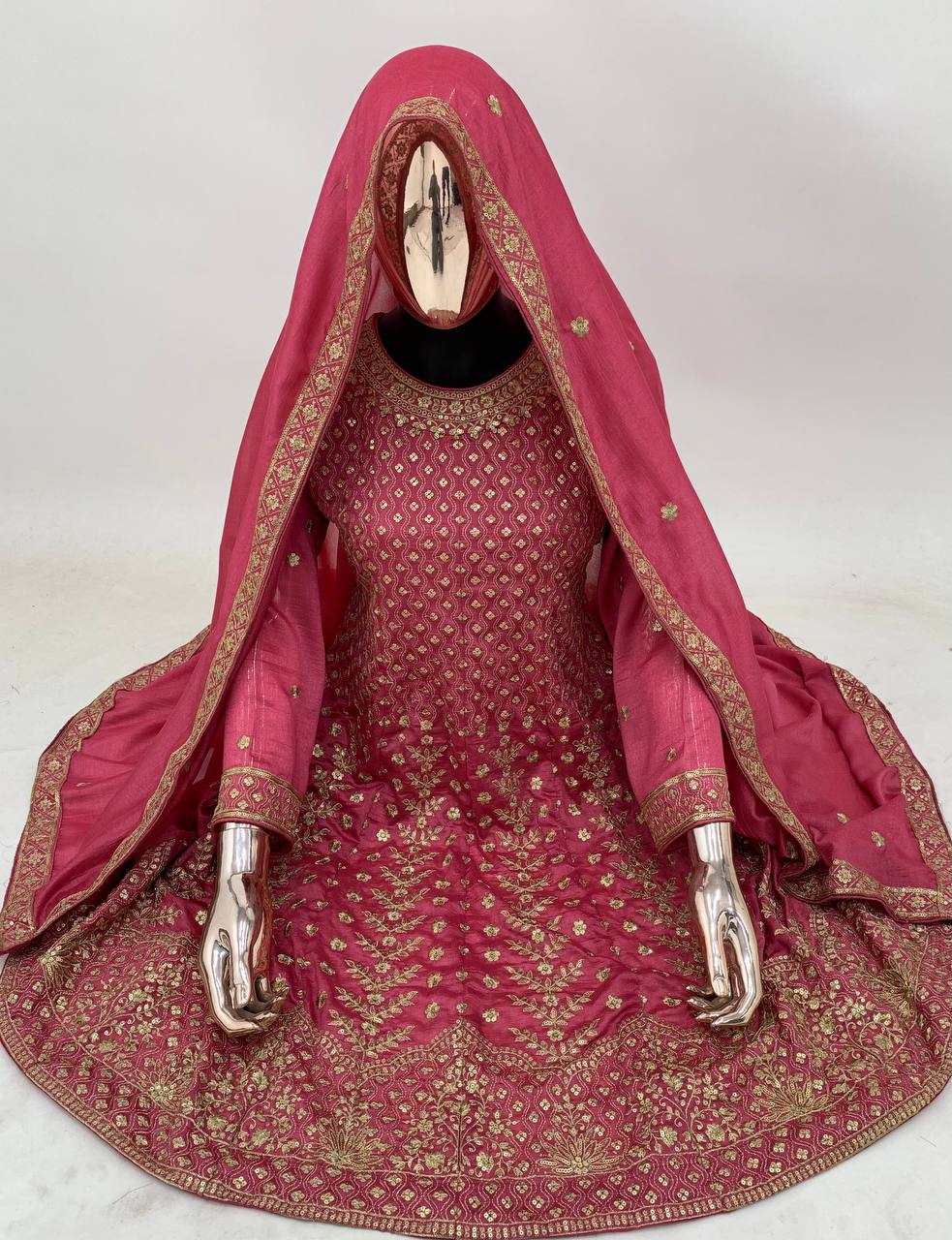 Rani Gajri Silk Embroidered Suit Set with Dupatta