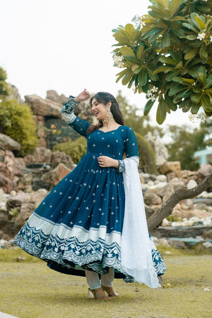 Luxury Faux Georgette Designer Anarkali Suit with Intricate Embroidery