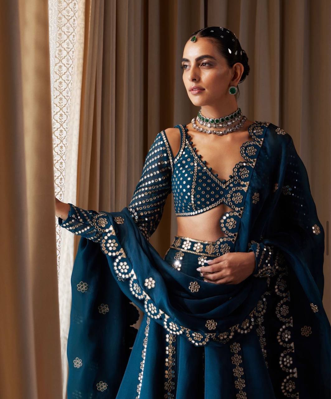 Tharunika Malai Silk Embroidered Lehenga Choli with Dupatta