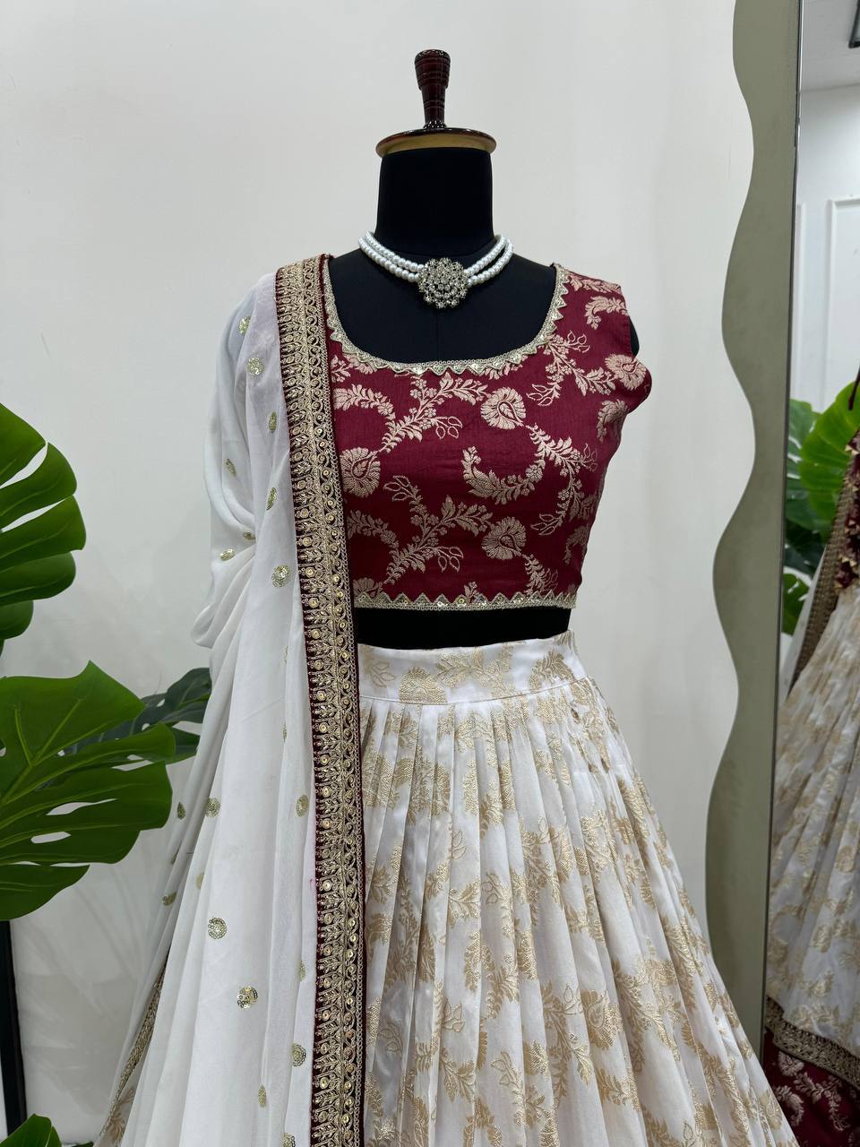 Kashmira Jacquard Sequins Embroidered Lehenga Choli