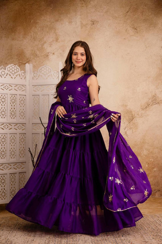 Lavitha Purple Heavy Georgette Anarkali Set