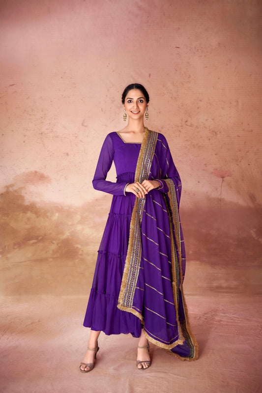 Kiyana Faux Georgette Ruffle Gown Set