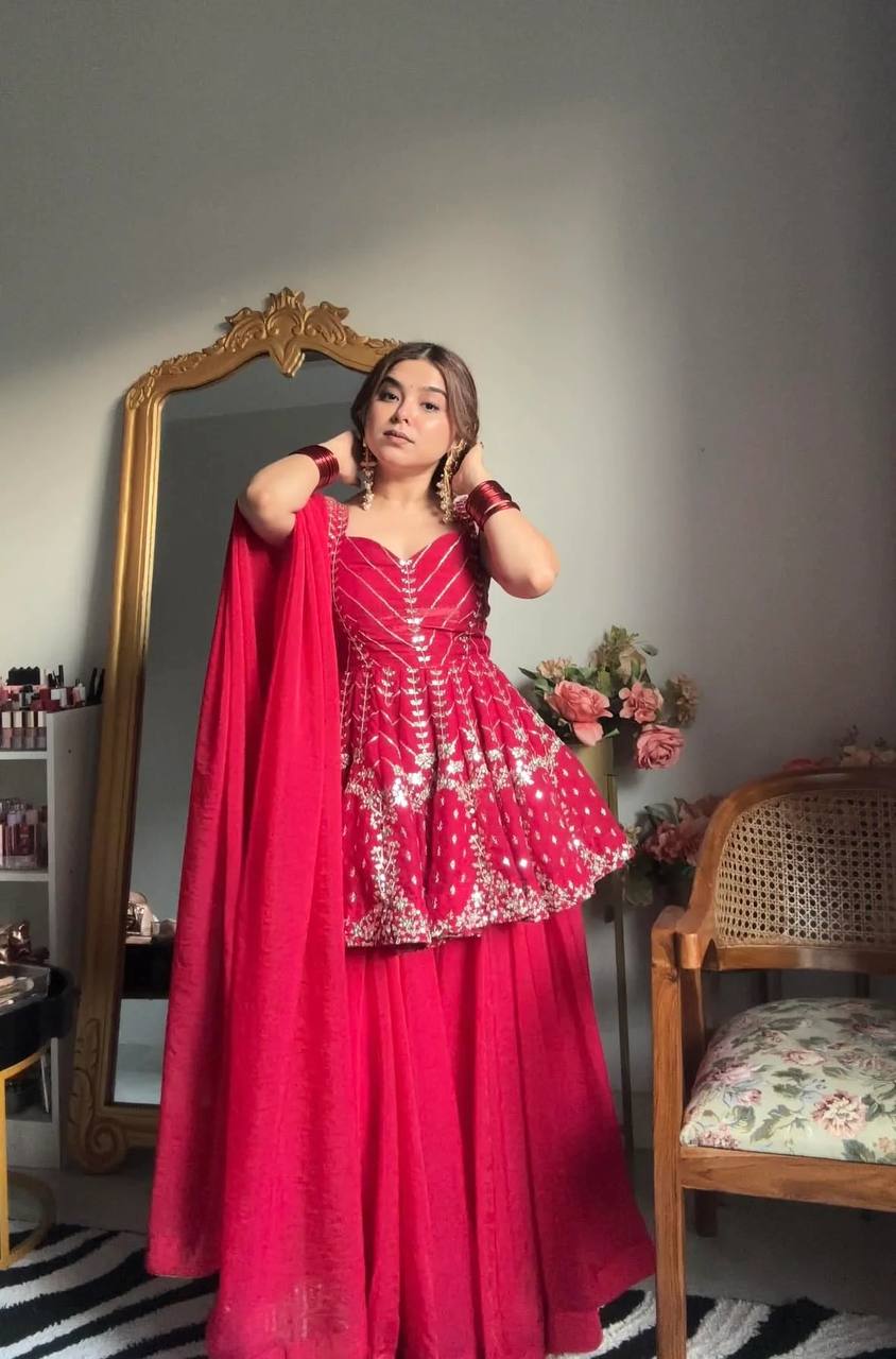 Ritika Pink Faux Blooming Sharara Set