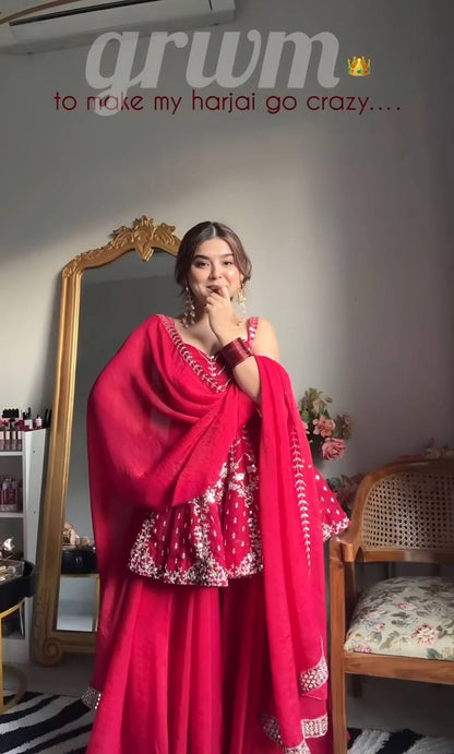 Ritika Pink Faux Blooming Sharara Set