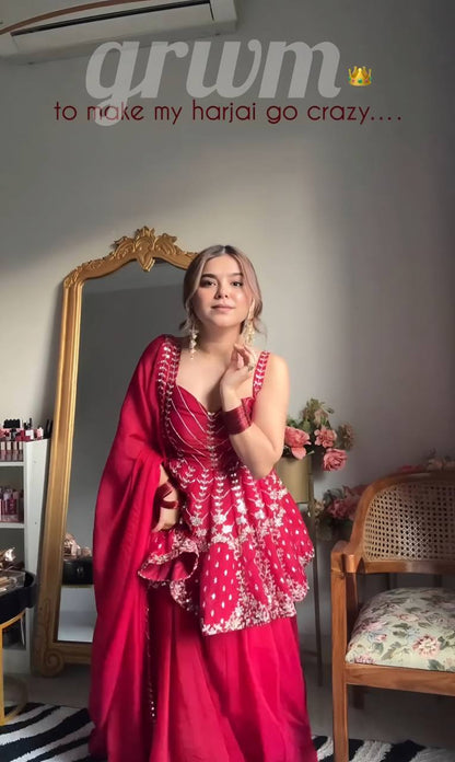 Ritika Pink Faux Blooming Sharara Set