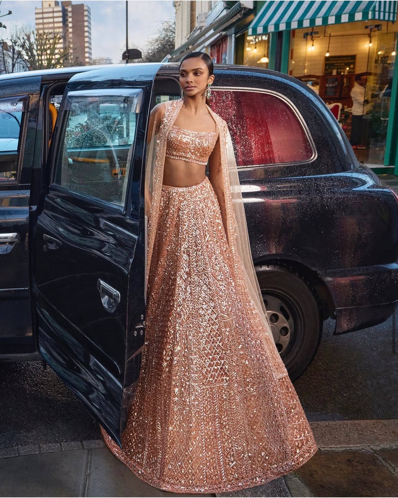 Rukmini Rainbow Sequins Net Lehenga Set